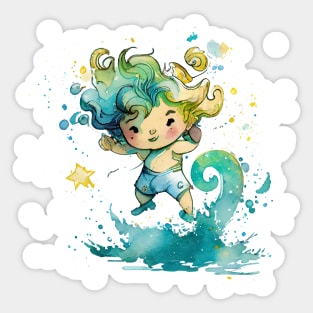 Watercolor Zodiac Aquarius Sticker